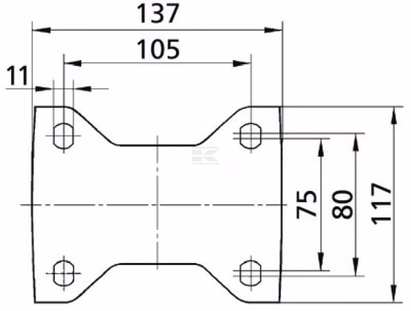 Rueda industrial fija en poliamida: Ø125 x 50 mm, placa de soporte: 137 x 105 mm. Capacidad: 700 kg, Tente 3 Rueda industrial fija en poliamida: Ø125 x 50 mm, placa de soporte: 137 x 105 mm. Capacidad: 700 kg, Tente