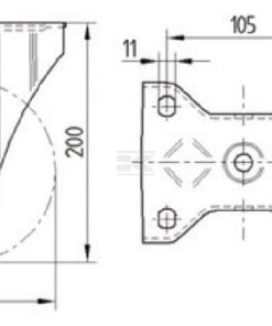 Rueda industrial fija en poliamida: Ø160 x 50 mm, placa de soporte: 137 x 105 mm. Capacidad: 800 kg, Tente