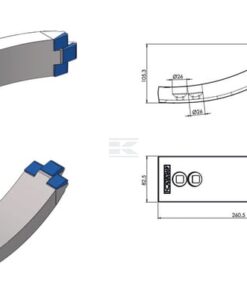 Punta de cultivador 260 x 82, curvada, 2 orificios, válida para Väderstad de Kramp