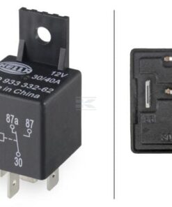 Relé 12V 30A/40, 5 polos, interruptor, con soporte