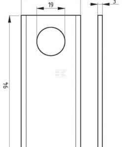 Cuchilla segadora izda./dcha. 94 x 40 x 3 mm orificio Ø19 mm, válido para Gerlach (paquete de 18 uds.)