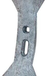 Punta cultivador 450 x 136 x 19 mm, reversible, curva, 2 orificios