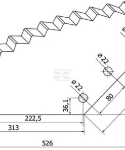 Cuchillas de mezcladora de carburo 528 x 274 x 6 mm Ø22 mm 6 Cuchillas de mezcladora de carburo 528 x 274 x 6 mm Ø22 mm