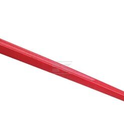 Púa para cargadora acodada, sección doble-T de 70 mm, 36x895 mm, extremo en punta con tuerca de M22 x 1,5 mm, roja