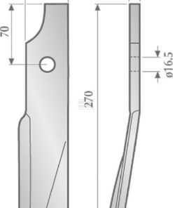 Cuchilla rotavator 50 mm 12 mm de grosor, válida para Kuhn 10 Cuchilla rotavator 50 mm 12 mm de grosor, válida para Kuhn