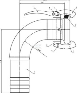 Acoplamiento hembra 5" con codo de 90° y boquilla para manguera