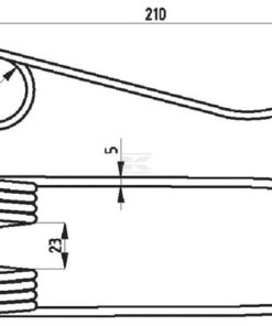 Spring tine for pick-up, 210x67x32, diameter  5