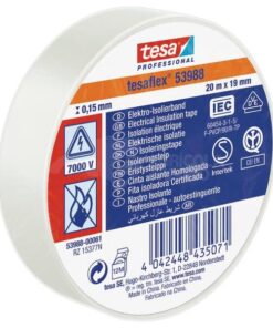 Cinta aislante, blanca, 20 m x 19 mm TesaFLEX®