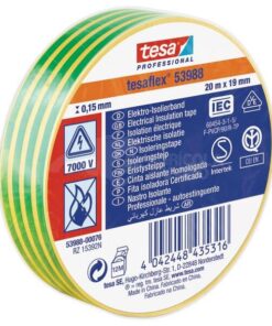 Cinta aislante, amarilla/verde, 20 m x 19 mm TesaFLEX®