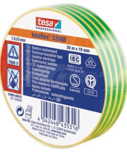 Cinta aislante, amarilla/verde, 20 m x 19 mm TesaFLEX®