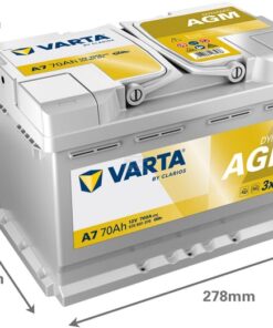 Batería, 12V 70Ah 760A, A7 VARTA Dynamic AGM