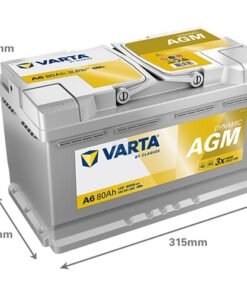 Batería, 12V 80Ah 800A, A6 VARTA Dynamic AGM