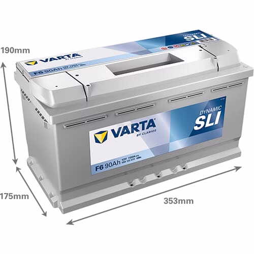 Batería de arranque, 12V, 90Ah, 720A, F6, VARTA Dynamic SLI 4 Batería, 12V 90Ah 720A, F6 VARTA Dynamic SLI