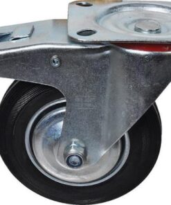 Rueda industrial giratoria en goma: Ø160 x 40 mm, placa de soporte con freno: 134 x 105 mm. Capacidad: 140 kg, gopart