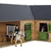 Establo para caballos con 3 boxes y almacén 68x77x27cm 1:24