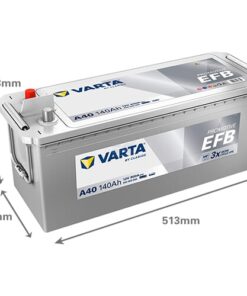 Batería, 12V 140Ah 800A, A40 VARTA Dynamic EFB