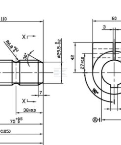 Reductor para eje TDF, macho de 1 3/8" 6z a hembra Ø35 mm con pasador de fijación 8 Reductor para eje TDF, macho de 1 3/8