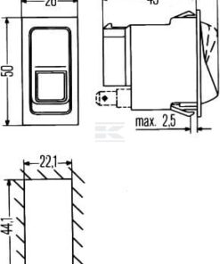 Interruptor basculante, I-0, 4-pin, ON / OFF