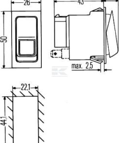 Interruptor basculante, I-0, 6-pin, sin función de confort