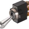 Interruptor basculante, S28, 3-pin, Ø 12,5 mm, cromado