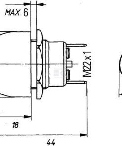 Interruptor contacto/arranque, pulsador de control, 2-pin, contacto NA, Ø 22,5 mm 12 Interruptor contacto/arranque, pulsador de control, 2-pin, contacto NA, Ø 22,5 mm