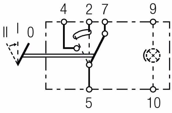 Interruptor basculante, (II)-+I-0, 6-pin