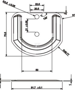 Anclaje empotrado cincado 81,7 x 70,5 mm A=3,5 mm