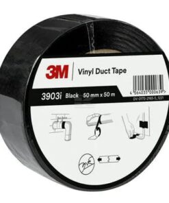 Cinta americana, vinilo, negro, 50 mm x 50 m