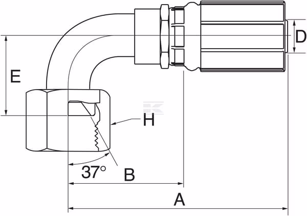Racor pres. 90° DN8-9/16JIC 6 Racor pres. DN16-1"1/16JIC 90°