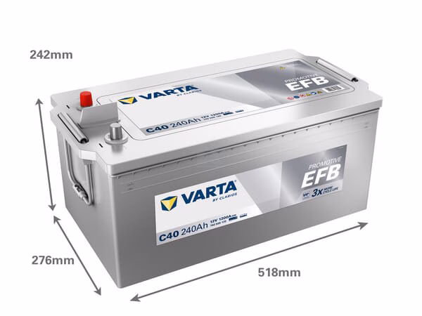 Batería, 12V 240Ah 1200A, C40 VARTA Dynamic EFB 4 Batería, 12V 240Ah 1200A, C40 VARTA Dynamic EFB