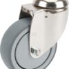 Rueda industrial giratoria en goma: Ø100 x 32 mm, orificio único para pasador en acero inoxidable. Capacidad: 100 kg, Tente
