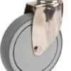 Rueda industrial giratoria en goma: Ø150 x 32 mm, placa soporte en acero inoxidable: 77 x 67 mm. Capacidad: 100 kg, Tente