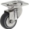 Rueda industrial giratoria en goma: Ø50 x 19 mm, placa soporte en acero inoxidable: 60 x 60 mm. Capacidad: 50 kg, Tente