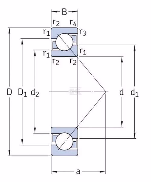 Rodamiento de bolas con contacto angular 30 x 72 x 19 mm, SKF 1 Angular contact ball bearing 30x72x19mm SKF