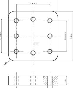 Placa de soldadura 110x100mm 8x M16