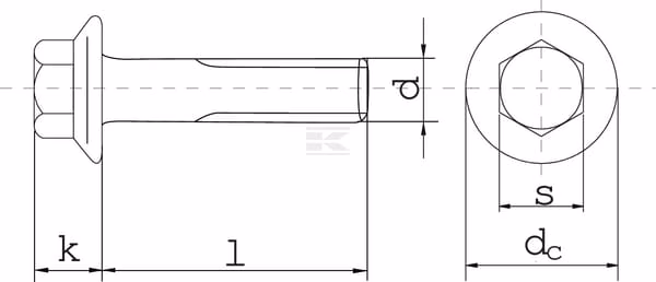 Tornillo de brida M16x50, galvanizado