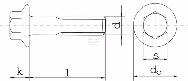 Tornillo de brida M6x10, galvanizado