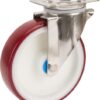 Rueda industrial giratoria en poliuretano: Ø200 x 46 mm, placa soporte en acero inoxidable: 137 x 105 mm. Capacidad: 400 kg, Tente 9 Rueda industrial giratoria en poliuretano: Ø200 x 46 mm, placa soporte en acero inoxidable: 137 x 105 mm. Capacidad: 400 kg, Tente