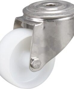 Rueda industrial giratoria en poliamida: Ø80 x 34 mm, orificio único para pasador en acero inoxidable. Capacidad: 150  kg, Tente