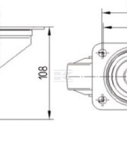 Rueda industrial giratoria en poliamida: Ø80 x 34 mm, placa soporte acero inoxidable: 105 x 85 mm. Capacidad: 200  kg, Tente