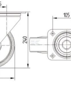 Rueda industrial giratoria en poliamida: Ø200 x 50 mm, placa soporte acero inoxidable: 137 x 105 mm. Capacidad: 500 kg, Tente 7 Rueda industrial giratoria en poliamida: Ø200 x 50 mm, placa soporte acero inoxidable: 137 x 105 mm. Capacidad: 500 kg, Tente