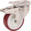 Rueda industrial giratoria en poliuretano: Ø80 x 32 mm, placa soporte en acero inoxidable con freno: 105 x 85 mm. Capacidad: 100 kg, Tente 2 Rueda industrial giratoria en poliuretano: Ø80 x 32 mm, placa soporte en acero inoxidable con freno: 105 x 85 mm. Capacidad: 100 kg, Tente