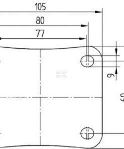 Rueda industrial giratoria en poliuretano: Ø80 x 32 mm, placa soporte en acero inoxidable con freno: 105 x 85 mm. Capacidad: 100 kg, Tente