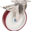 Rueda industrial giratoria en poliuretano: Ø125 x 32 mm, placa soporte acero inoxidable con freno: 105 x 85 mm. Capacidad: 200 kg, Tente 2 Rueda industrial giratoria en poliuretano: Ø125 x 32 mm, placa soporte acero inoxidable con freno: 105 x 85 mm. Capacidad: 200 kg, Tente