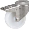 Rueda industrial giratoria en poliamida: Ø100 x 36 mm, orificio único para pasador acero inoxidable, con freno. Capacidad: 150 kg, Tente