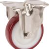 Rueda industrial fija en poliuretano: Ø100 x 32 mm, placa de soporte acero inoxidable: 100 x 85 mm. Capacidad: 150 kg, Tente