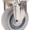 Rueda industrial fija en goma: Ø100 x 34 mm, placa de soporte acero inoxidable: 100 x 85 mm. Capacidad: 160 kg, Tente