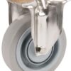 Rueda industrial fija en goma: Ø125 x 40 mm, placa de soporte acero inoxidable: 100 x 85 mm. Capacidad: 250 kg, Tente