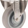 Rueda industrial fija en goma: Ø160 x 46 mm, placa de soporte acero inoxidable: 137 x 115 mm. Capacidad: 300 kg, Tente