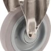 Rueda industrial fija en goma: Ø200 x 46 mm, placa de soporte acero inoxidable: 137 x 115 mm. Capacidad: 400 kg, Tente 5 Rueda industrial fija en goma: Ø200 x 46 mm, placa de soporte acero inoxidable: 137 x 115 mm. Capacidad: 400 kg, Tente